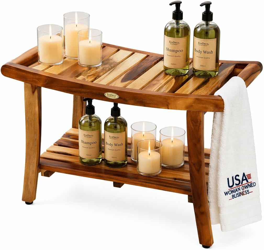 Outdoor Furniture Bench - Teak Shower Bench Spa Bath Shower