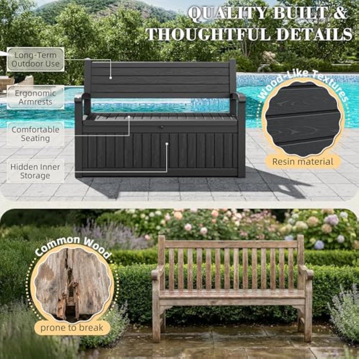 80 Gallon Outdoor Storage Benc - Outdoor Furniture Bench review and price
