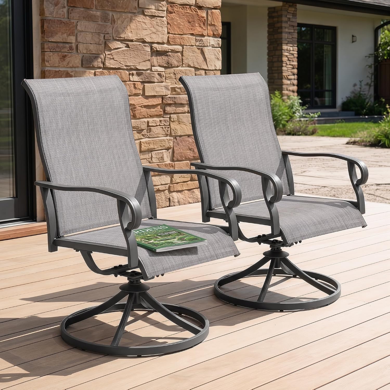 2-Piece Patio Swivel Dining Ch - Outdoor Furniture Rocking Chair review and price
