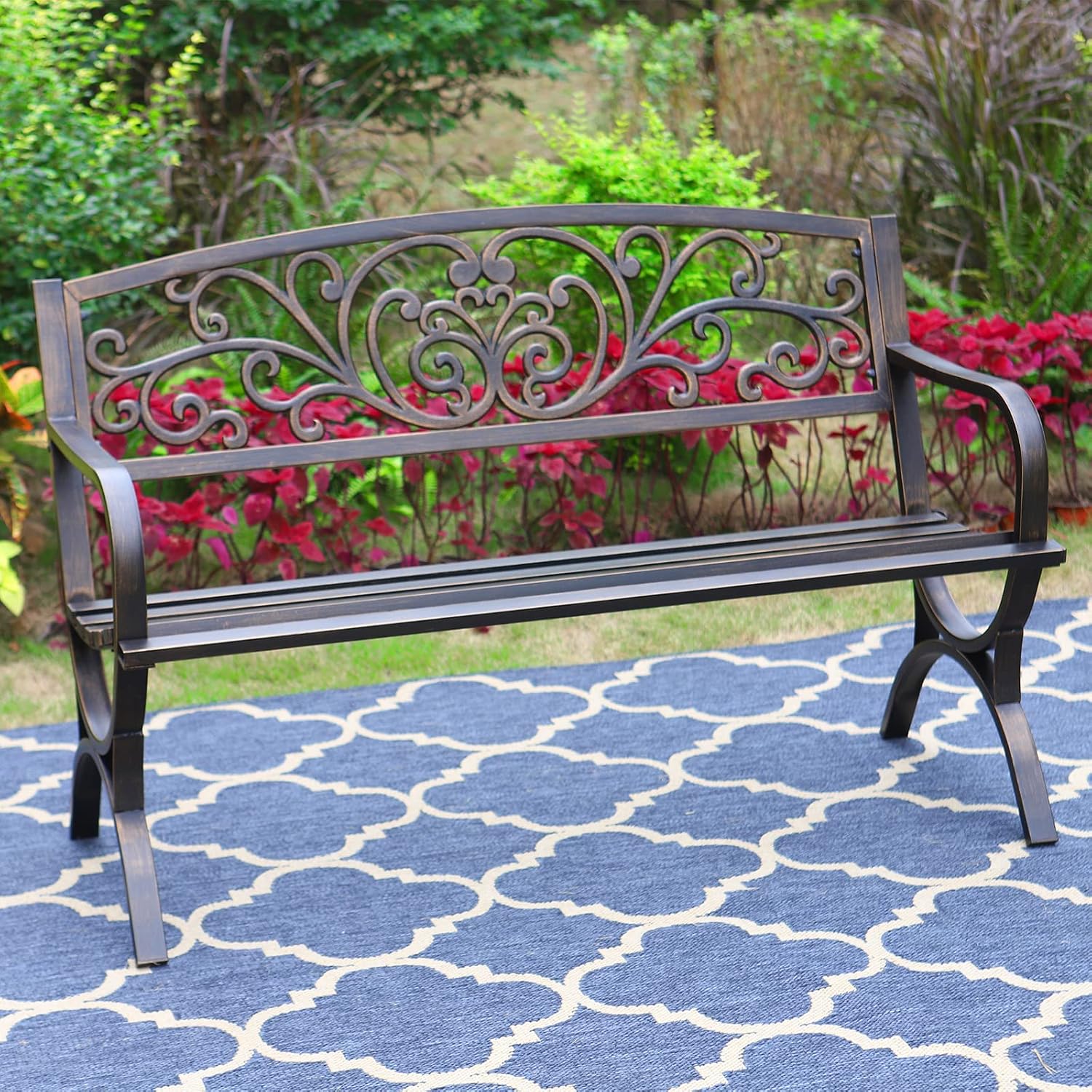 Bronze 50 Inch Outdoor Garden  - Outdoor Furniture Bench review and price