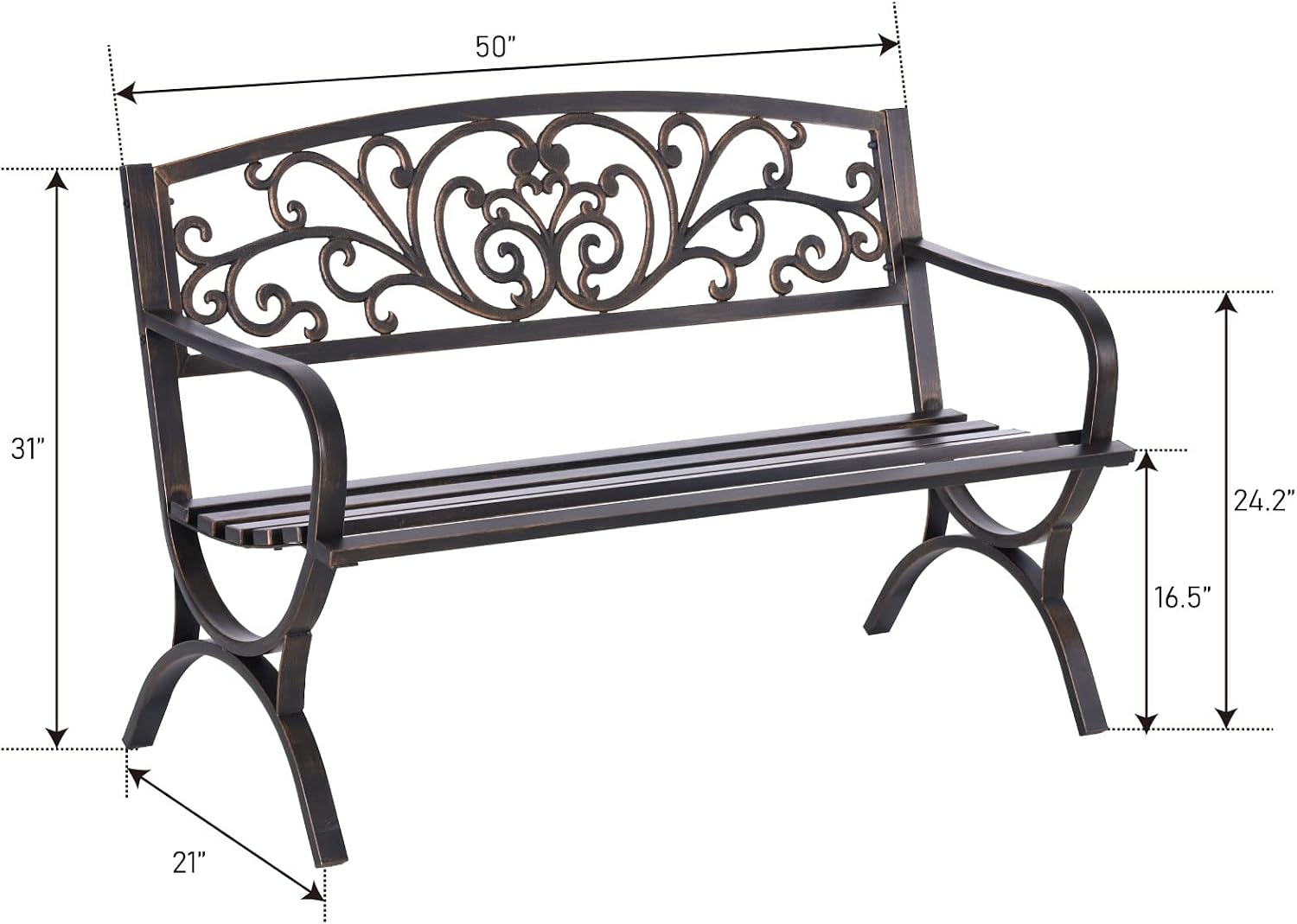 Bronze 50 Inch Outdoor Garden  - Outdoor Furniture Bench review and price