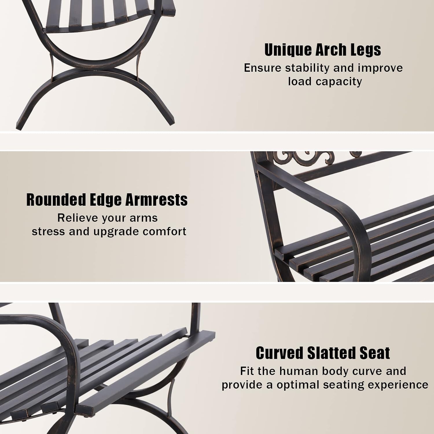 Bronze 50 Inch Outdoor Garden  - Outdoor Furniture Bench review and price